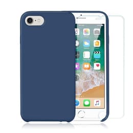 Case iPhone SE (2022/2020)/8/7/6/6S and 2 protective screens - Silicone - Cobalt blue