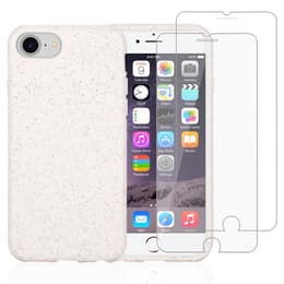 Case iPhone SE (2022/2020)/8/7/6/6S and 2 protective screens - Natural material - White