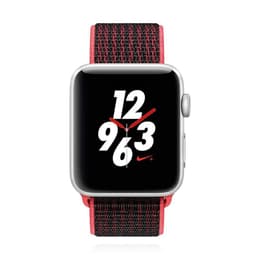 Apple Watch (Series 3) 2017 GPS 42 - Aluminium Silver - Woven nylon Black/Red