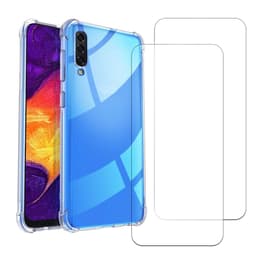 Case Galaxy A50 and 2 protective screens - TPU - Transparent