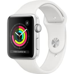 Apple Watch (Series 3) 2017 GPS 42 - Stainless steel Silver - Sport band White