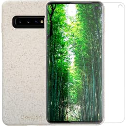Case Galaxy S10 and protective screen - Natural material - White