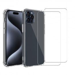 Case iPhone 15 Pro Max and 2 protective screens - TPU - Transparent
