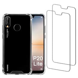 Case P20 Lite and 2 protective screens - Recycled plastic - Transparent