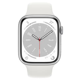 Apple Watch Series 8 (2022) GPS + Cellular 45 mm - Aluminium Silver - Sport band White