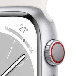 Apple Watch (Series 8) 2022 GPS + Cellular 45 - Aluminium Silver - Sport band White