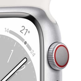 Apple Watch Series 8 (2022) GPS + Cellular 45 mm - Aluminium Silver - Sport band White