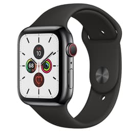 Apple Watch (Series 5) 2019 GPS + Cellular 44 - Stainless steel Space black - Sport band Black