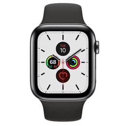 Apple Watch (Series 5) 2019 GPS + Cellular 44 - Stainless steel Space black - Sport band Black