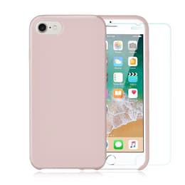 Case iPhone 7 Plus/8 Plus and 2 protective screens - Silicone - Pink