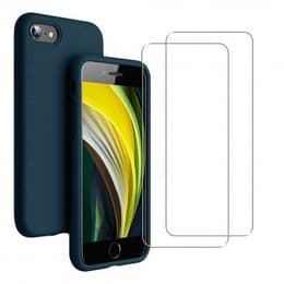 Case iPhone 7/8/SE 2020/SE 2022 and 2 protective screens - Silicone - Blue