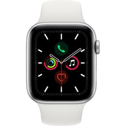 Apple Watch (Series 5) 2019 GPS + Cellular 44 - Stainless steel Silver - Sport loop White