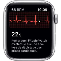 Apple Watch (Series 5) 2019 GPS + Cellular 44 - Stainless steel Silver - Sport loop White