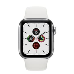 Apple Watch (Series 5) 2019 GPS + Cellular 40 - Stainless steel Silver - Sport loop White