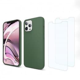 Case iPhone 13 Pro Max and 2 protective screens - Silicone - Green