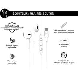 Ecouteurs Renforcé USB C Télécommande/Micro Bouton Blanc + Garantie à vie Force Play Earbud Bluetooth Earphones - White