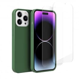Case iPhone 14 Pro and 2 protective screens - Silicone - Green