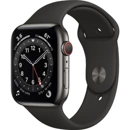 Apple Watch (Series 6) 2020 GPS + Cellular 44 - Stainless steel Space Gray - Sport band Black