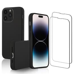 Case iPhone 15 Pro and 2 protective screens - Silicone - Black