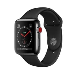 Apple Watch (Series 3) GPS + Cellular 38 - Stainless steel Black - Sport loop Black
