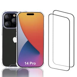 Case iPhone 14 Pro and 2 protective screens - Recycled plastic - Transparent