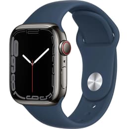 Apple Watch (Series 7) 2021 GPS + Cellular 41 - Stainless steel Grey - Sport band Blue