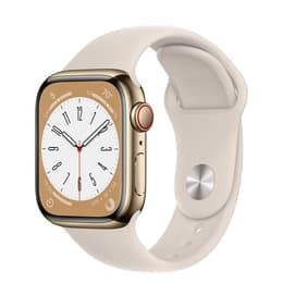 Apple Watch Series 7 (2021) GPS + Cellular 45 mm - Stainless steel Gold - Sport band Starlight