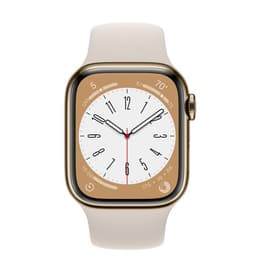 Apple Watch Series 7 (2021) GPS + Cellular 45 mm - Stainless steel Gold - Sport band Starlight
