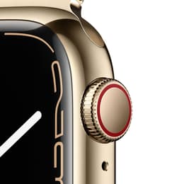 Apple Watch Series 7 (2021) GPS + Cellular 45 mm - Stainless steel Gold - Sport band Starlight