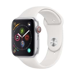 Apple Watch Series 4 (2018) GPS + Cellular 44 mm - Stainless steel Silver - Sport band White