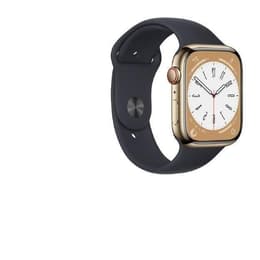 Apple Watch Series 8 (2022) GPS + Cellular 45 mm - Stainless steel Gold - Sport band Black