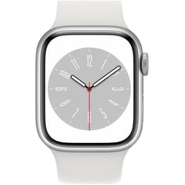 Apple Watch Series 8 (2022) GPS + Cellular 41 mm - Aluminium Silver - Sport band White