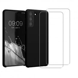 Case Galaxy S21+ 5G and 2 protective screens - Silicone - Black