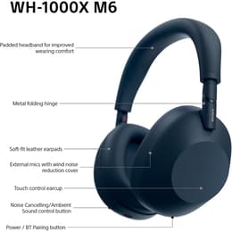 Sony WH1000XM6L noise-Cancelling gaming wired + wireless Headphones with microphone - Blue