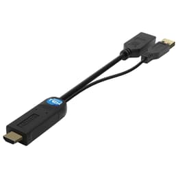 Aisens HDMI male, DisplayPort female, Powered by USB-A, 10 cm Cable