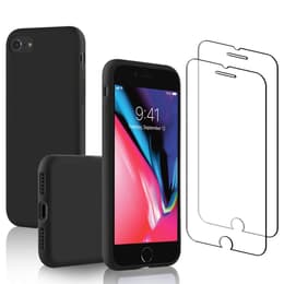 Case iPhone SE(2020/2022) and 2 protective screens - Silicone - Black