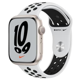 Apple Watch Series 7 (2021) GPS + Cellular 45 mm - Aluminium Starlight - Nike Sport band White/Black