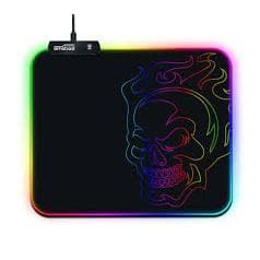 Amstrad AMS-RGB-MOUSEPAD Tapis de souris gamer RGB avec design "tête de mort" - 12 mode lumineux - 25 x 30 cm Trackpad