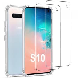 Case Galaxy S10 and 2 protective screens - TPU - Transparent