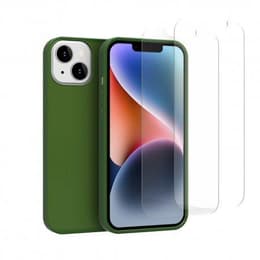 Case iPhone 14 Plus and 2 protective screens - Silicone - Green