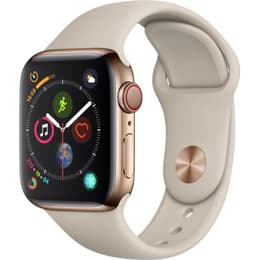 Apple Watch (Series 4) 2018 GPS 40 - Stainless steel Gold - Sport loop Gray sand