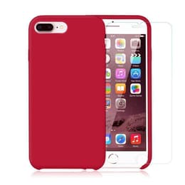 Case iPhone 7 Plus/8 Plus and 2 protective screens - Silicone - Red