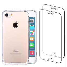 Case iPhone SE (2022/2020)/8/7 and 2 protective screens - Recycled plastic - Transparent