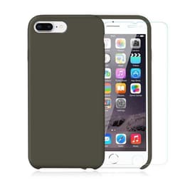 Case iPhone 7 Plus/8 Plus and 2 protective screens - Silicone - Olive