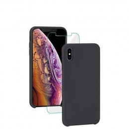 Case iPhone Xs Max and protective screen - Silicone - Black