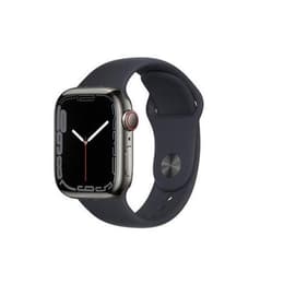 Apple Watch (Series 7) 2021 GPS + Cellular 45 - Stainless steel Grey - Sport band Black