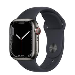 Apple Watch (Series 7) 2021 GPS 41 - Stainless steel Black - Sport band Black