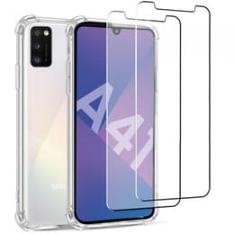 Case Galaxy A41 and 2 protective screens - TPU - Transparent