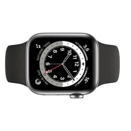 Apple Watch Series 5 (2019) GPS + Cellular 44 mm - Stainless steel Silver - Sport band Black