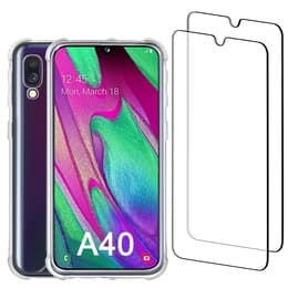Case Galaxy A40 and 2 protective screens - Recycled plastic - Transparent